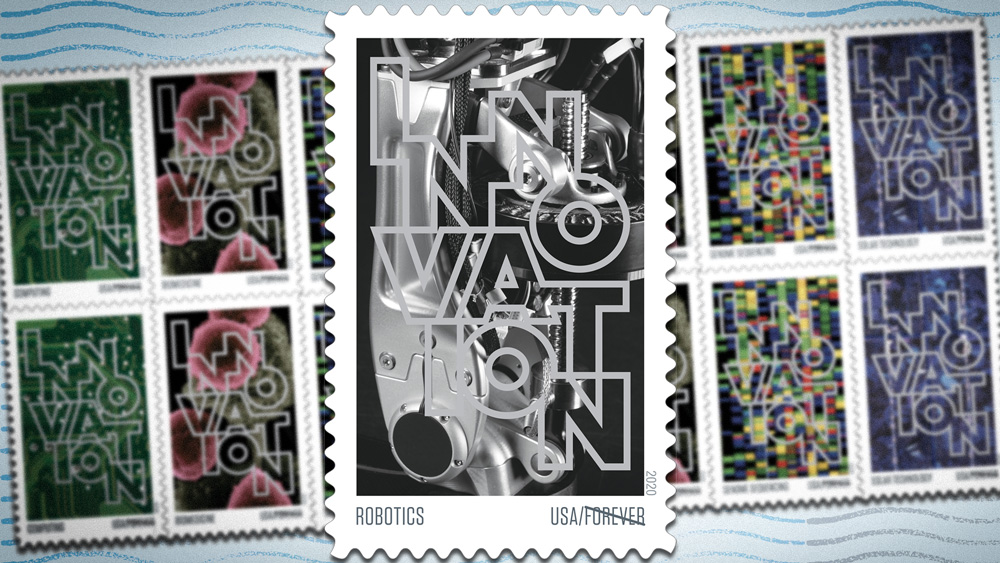 newly released postage stamps showing innovations in science