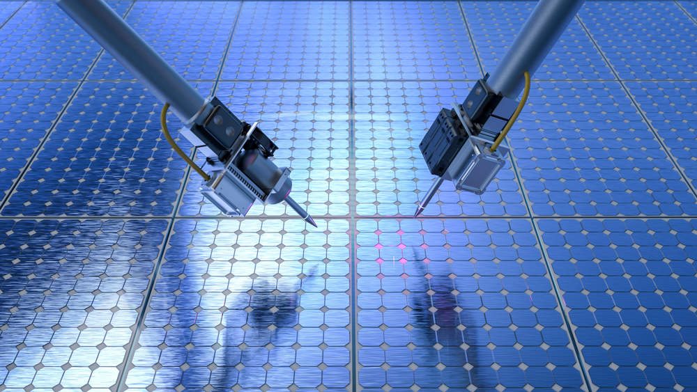 Machine probe analyzes shiny semiconductor material