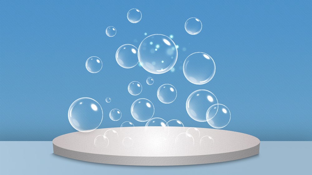 Bubbles rise from an electrode