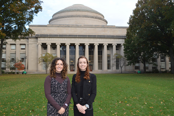 Pittman and Orr stand in Killian Court with Great Dome in background