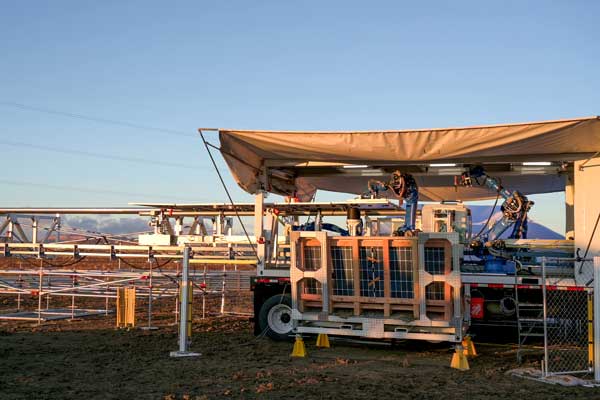 Solar panels being installed in rural land