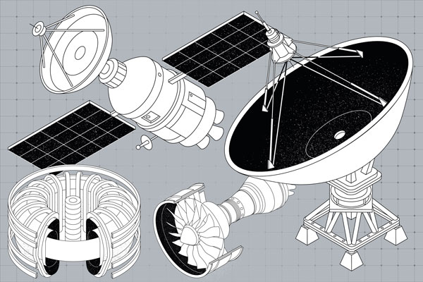 diagrams of space satellites